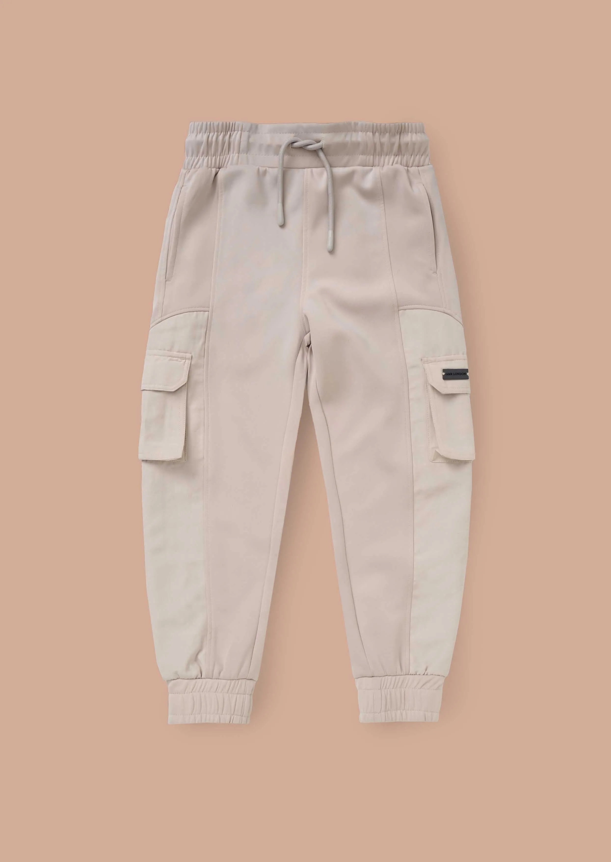 Frank Cream Panelled Mix Fabric Joggers