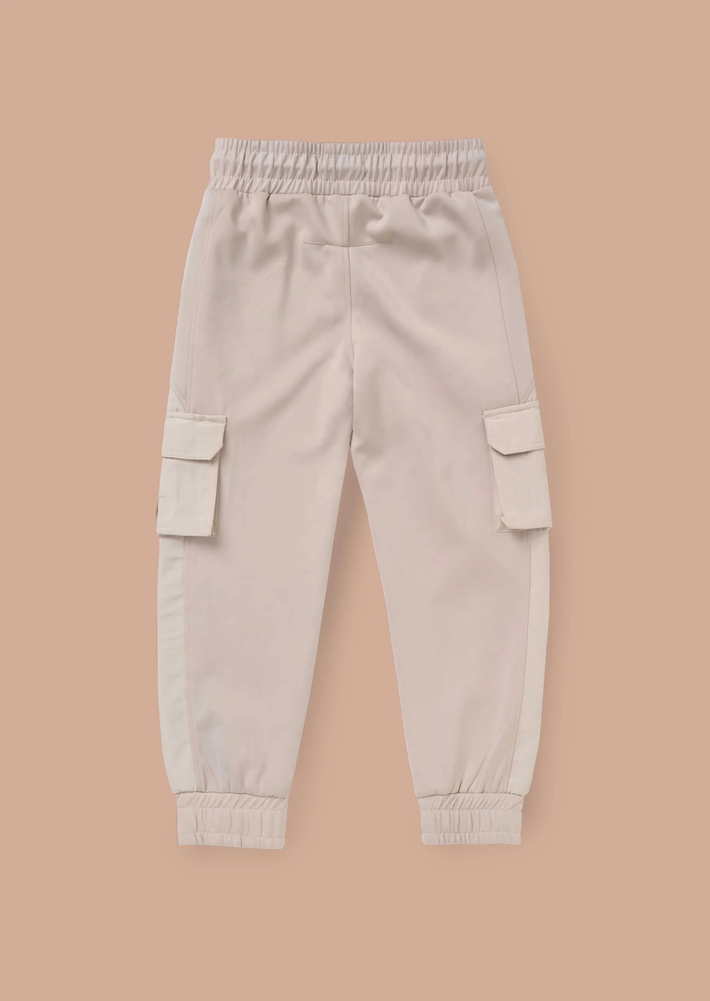 Frank Cream Panelled Mix Fabric Joggers