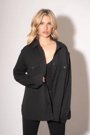 French Terry Button Down - Black