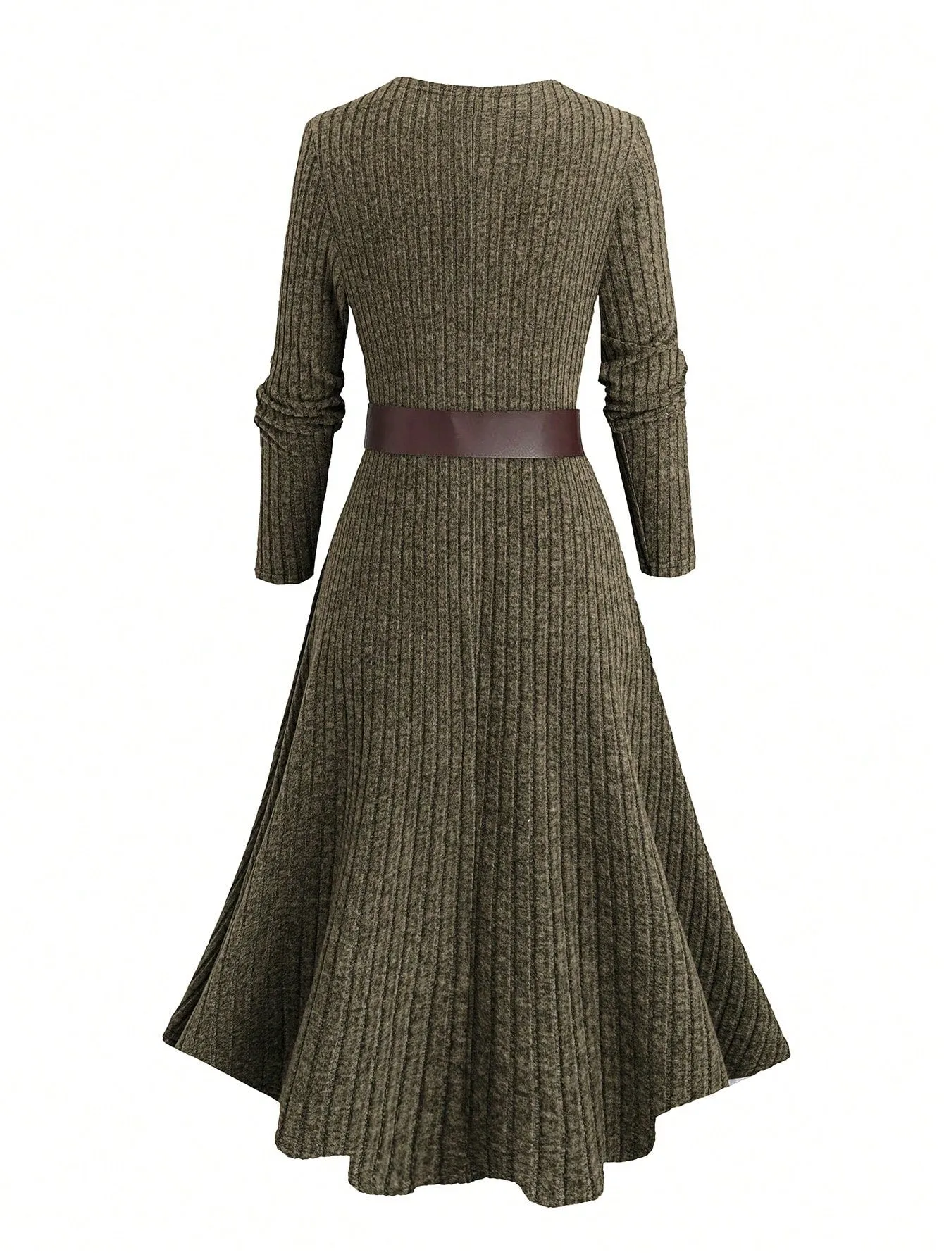 Frenchy Plus Size Women Elegant Simple Fashionable Brushed Ribbed Long Sleeve Loose Cardigan