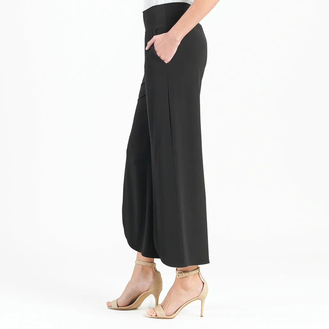 Front Slit Ankle Petal Pant - Black