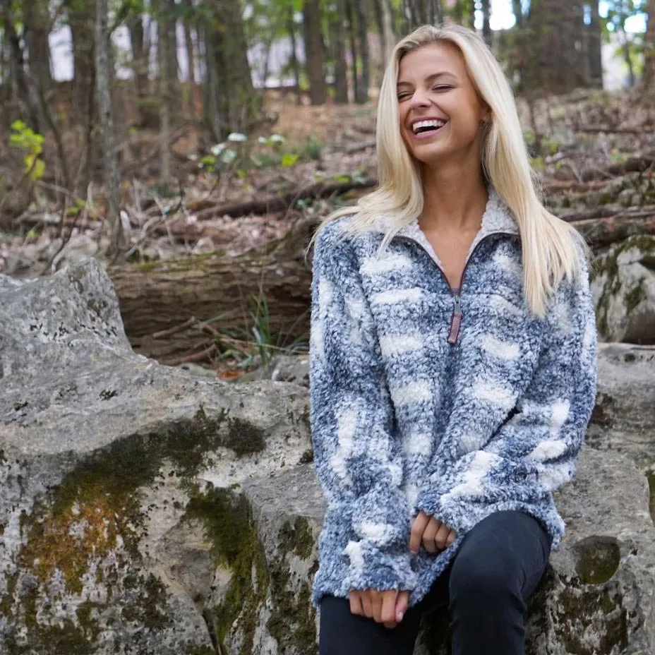 Frosty Tipped Big Plaid Pile Pullover