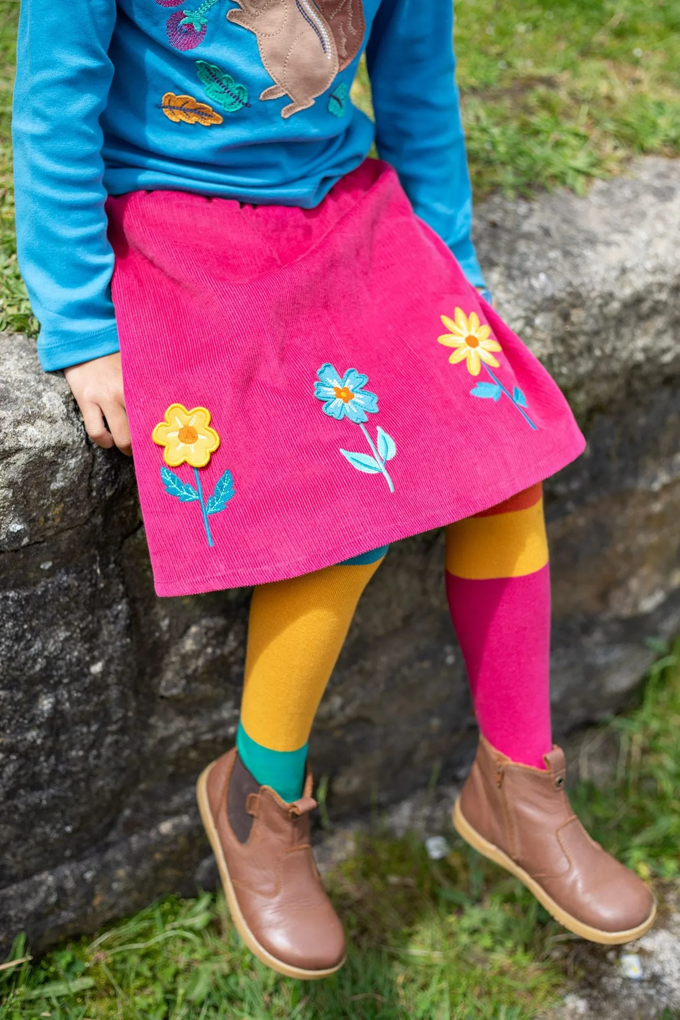 Frugi Norah Tights 500065A4dwcb Deep Water Colour Block