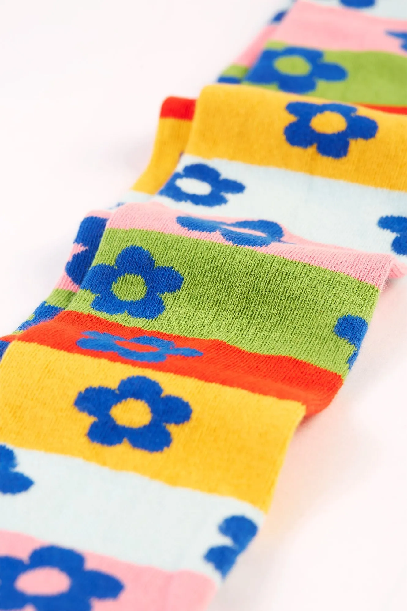 Frugi Norah Tights Happy Flower Stripe