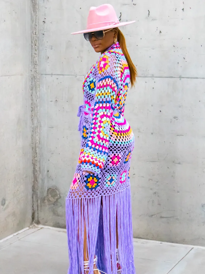 Full of Color Crochet Cardigan (Black)