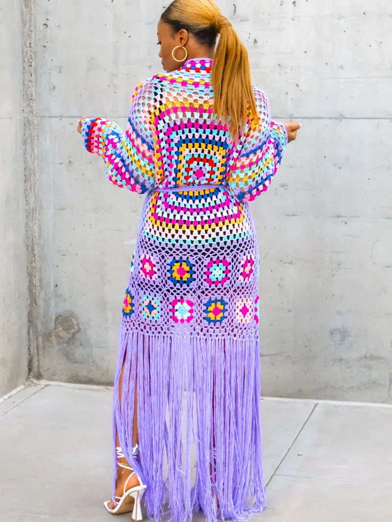 Full of Color Crochet Cardigan (Black)