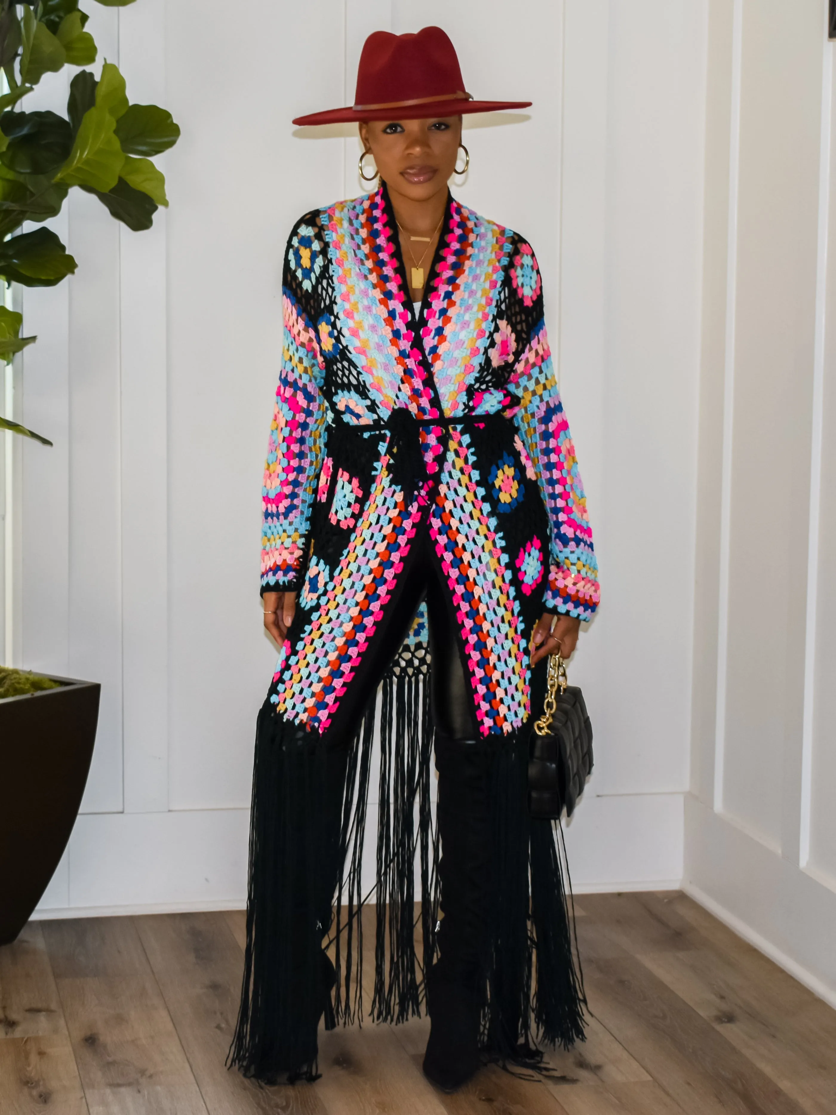 Full of Color Crochet Cardigan (Black)