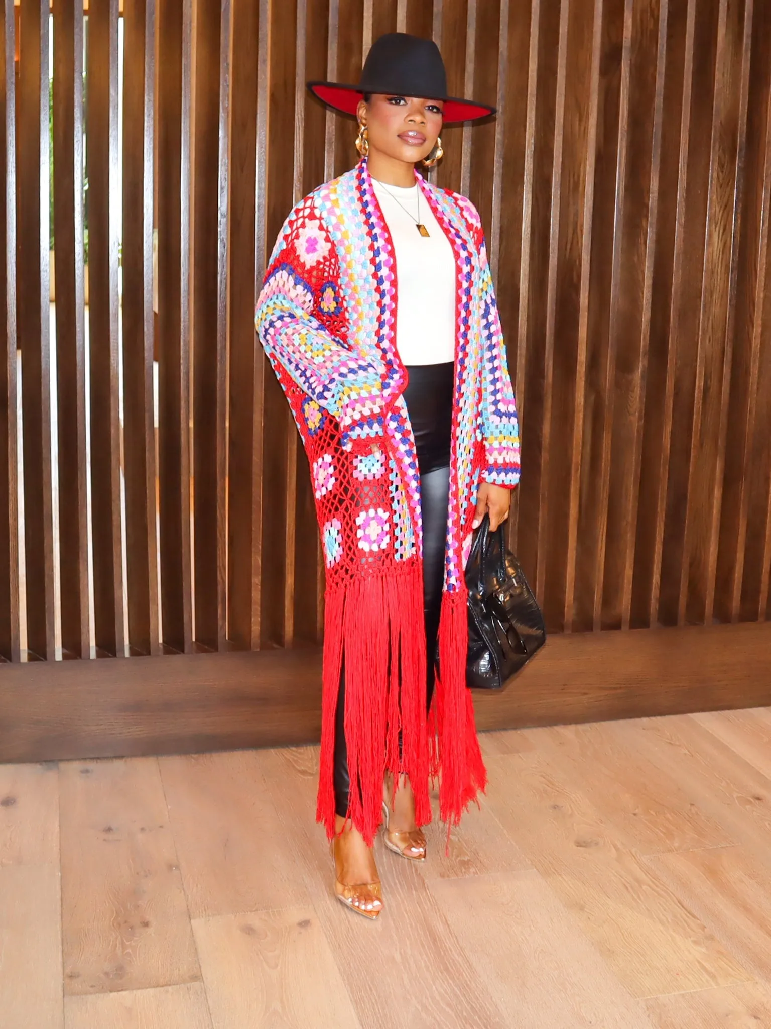 Full of Color Crochet Cardigan (Red)
