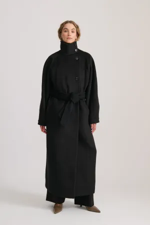 FUNNEL NECK COAT BLACK – PRE ORDER