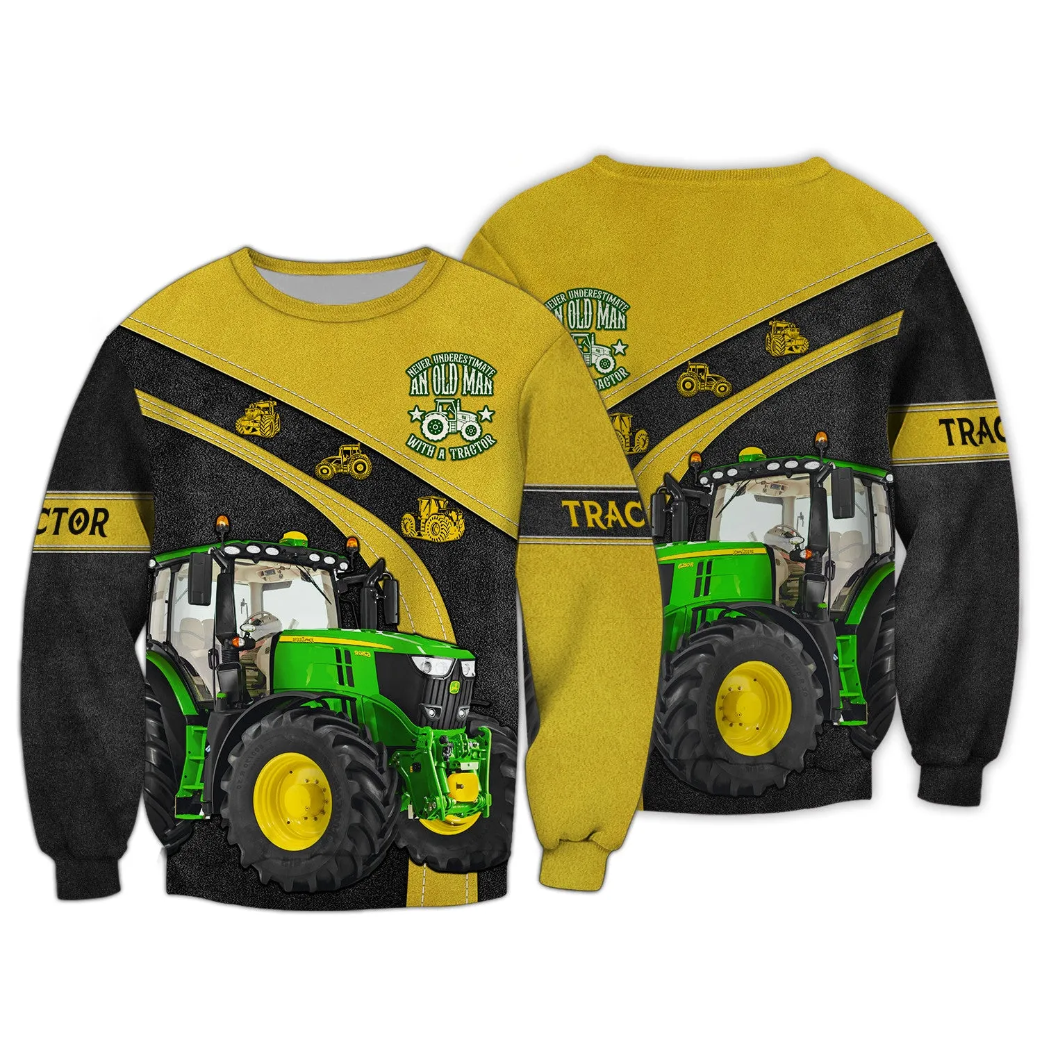 Funny Farmer - Never Underestimate An Old Man With A Tractor Hoodie, 3D Zipper Hoodie,...