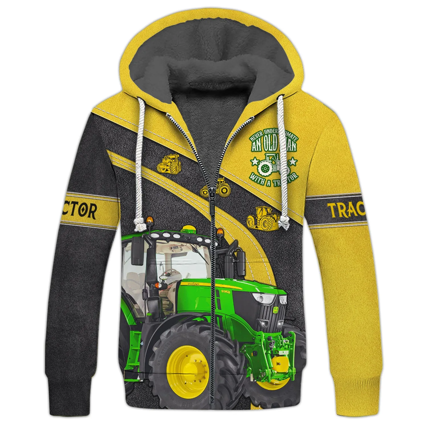 Funny Farmer - Never Underestimate An Old Man With A Tractor Hoodie, 3D Zipper Hoodie,...