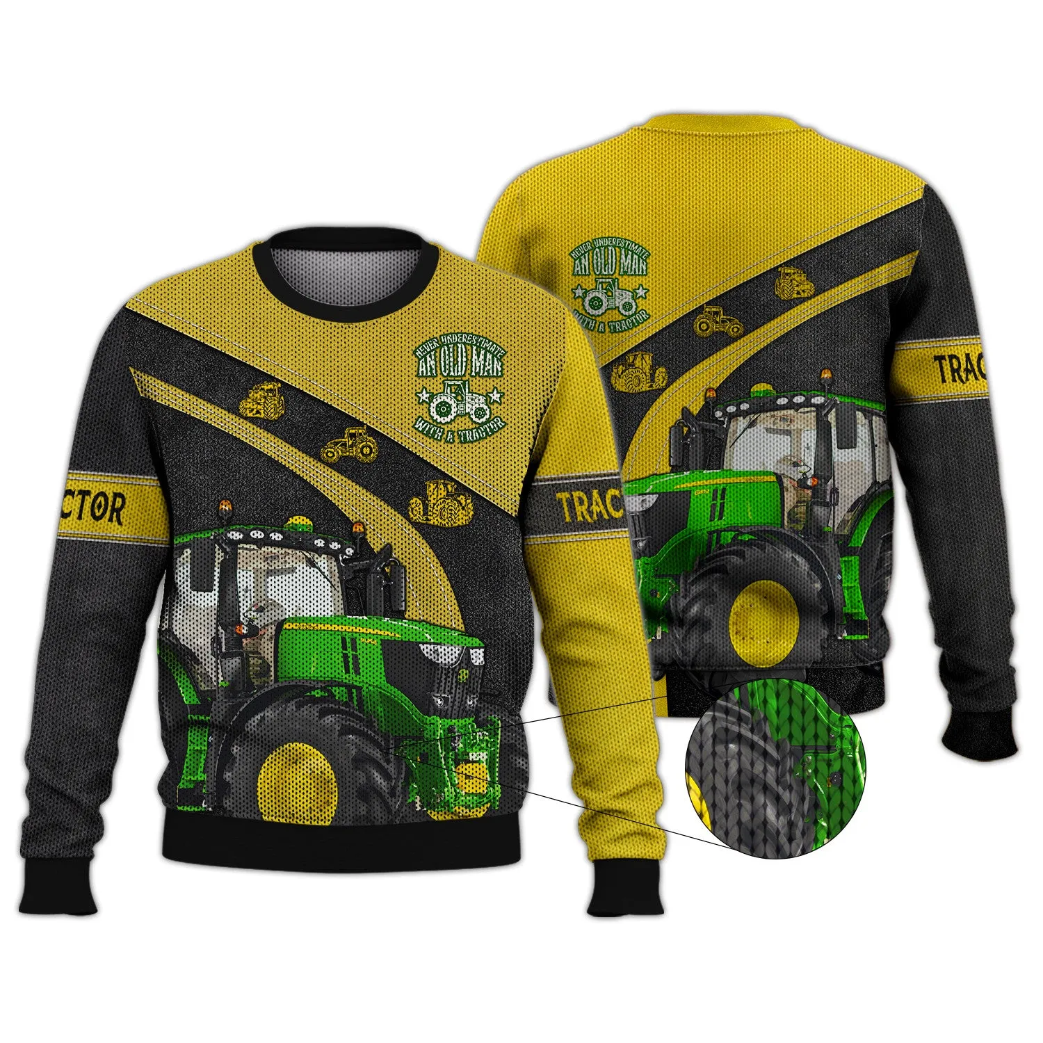 Funny Farmer - Never Underestimate An Old Man With A Tractor Hoodie, 3D Zipper Hoodie,...