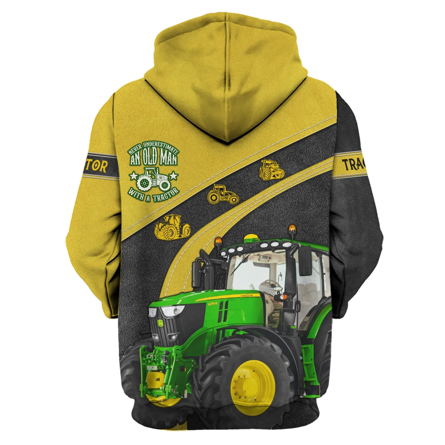 Funny Farmer - Never Underestimate An Old Man With A Tractor Hoodie, 3D Zipper Hoodie,...