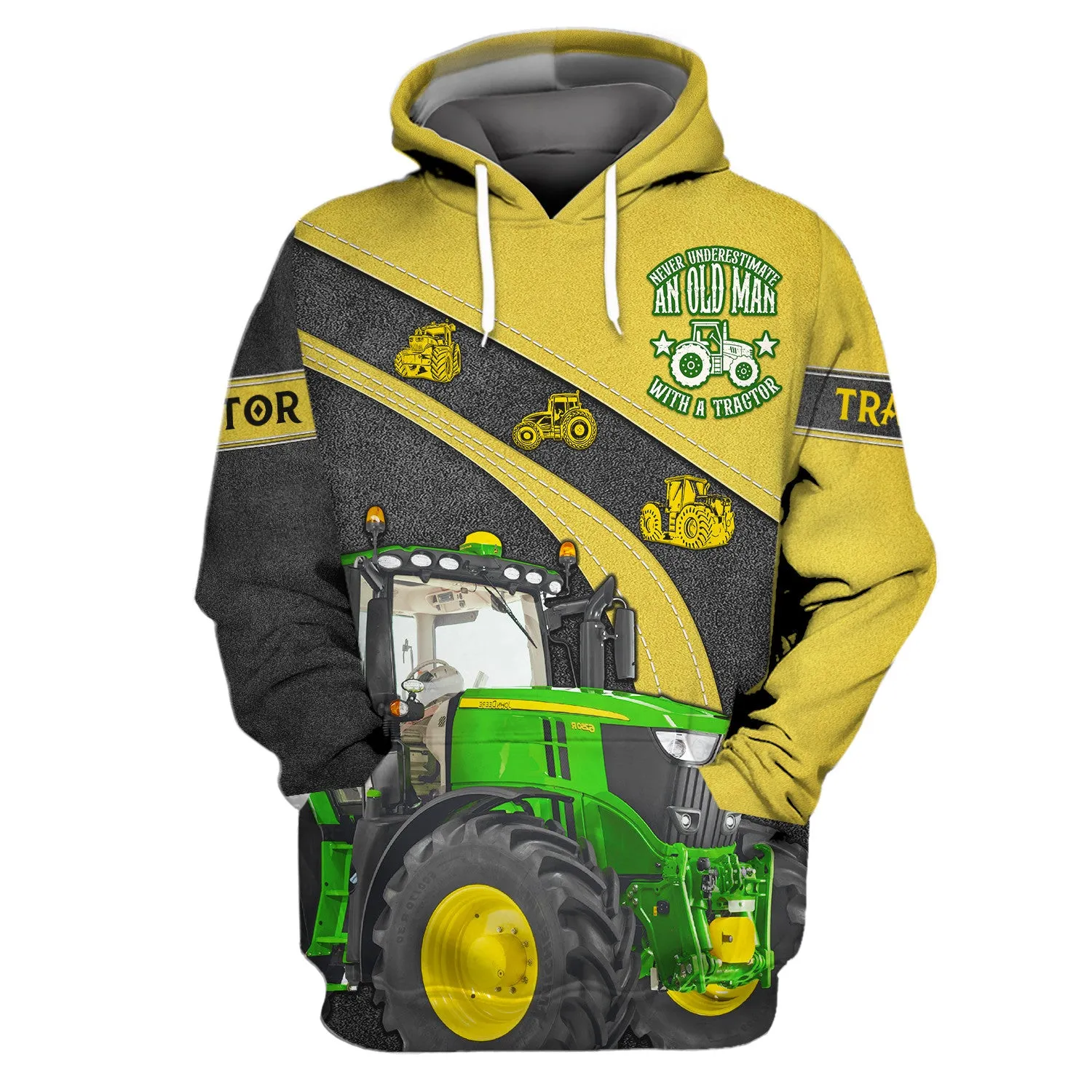 Funny Farmer - Never Underestimate An Old Man With A Tractor Hoodie, 3D Zipper Hoodie,...