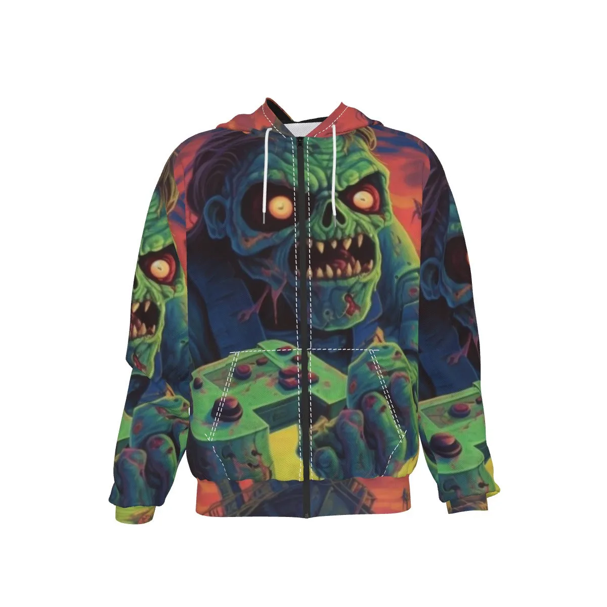 Gaming Zombie Men's Zip Up Hoodie With Pocket