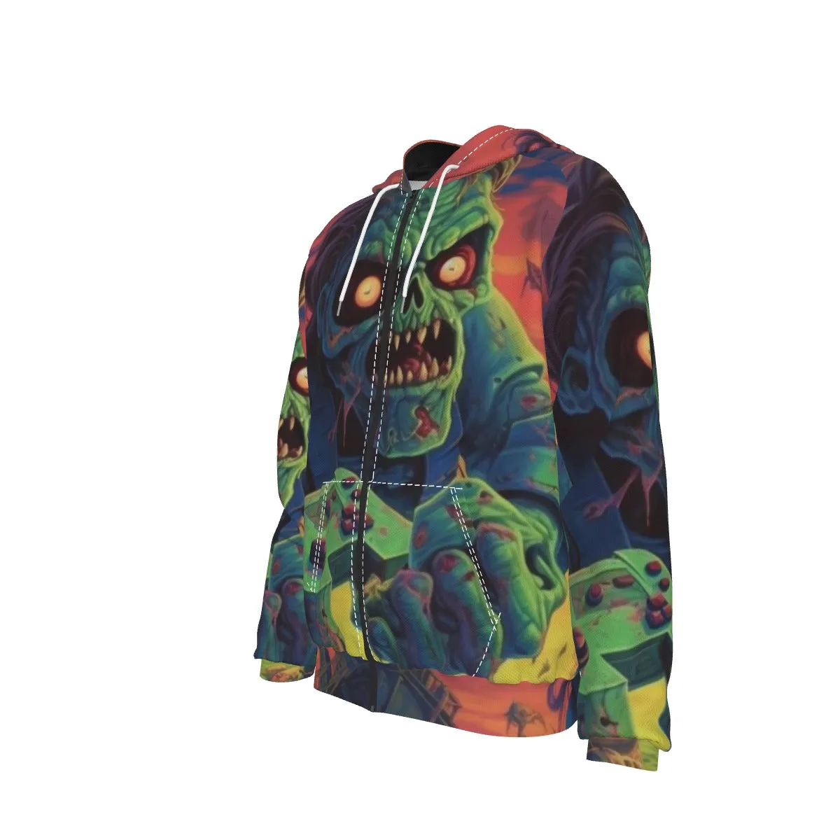 Gaming Zombie Men's Zip Up Hoodie With Pocket