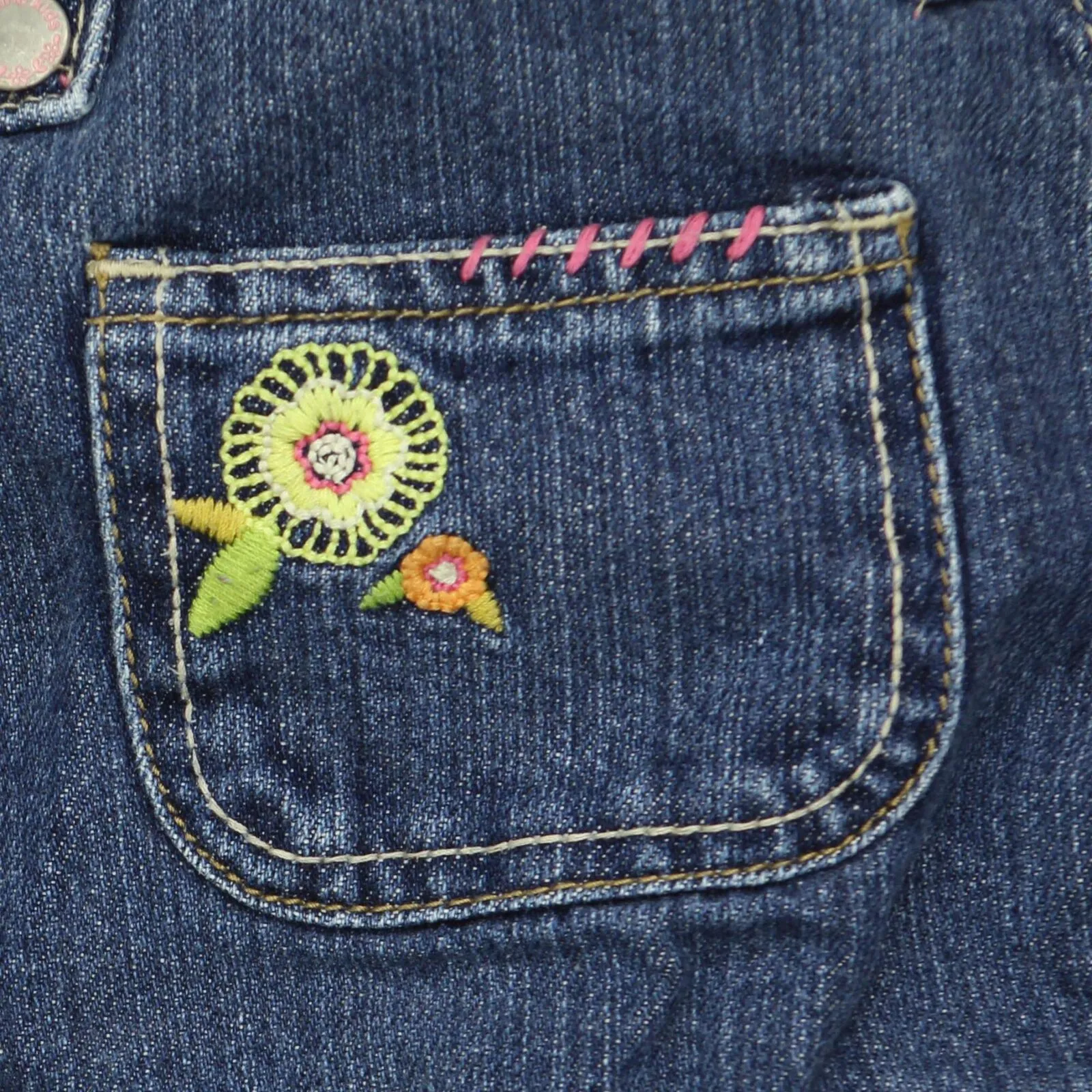 Genuine Kids Infant Baby Denim Embroidered Overalls Shorts Blue 24M
