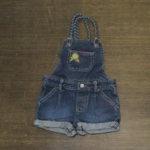 Genuine Kids Infant Baby Denim Embroidered Overalls Shorts Blue 24M