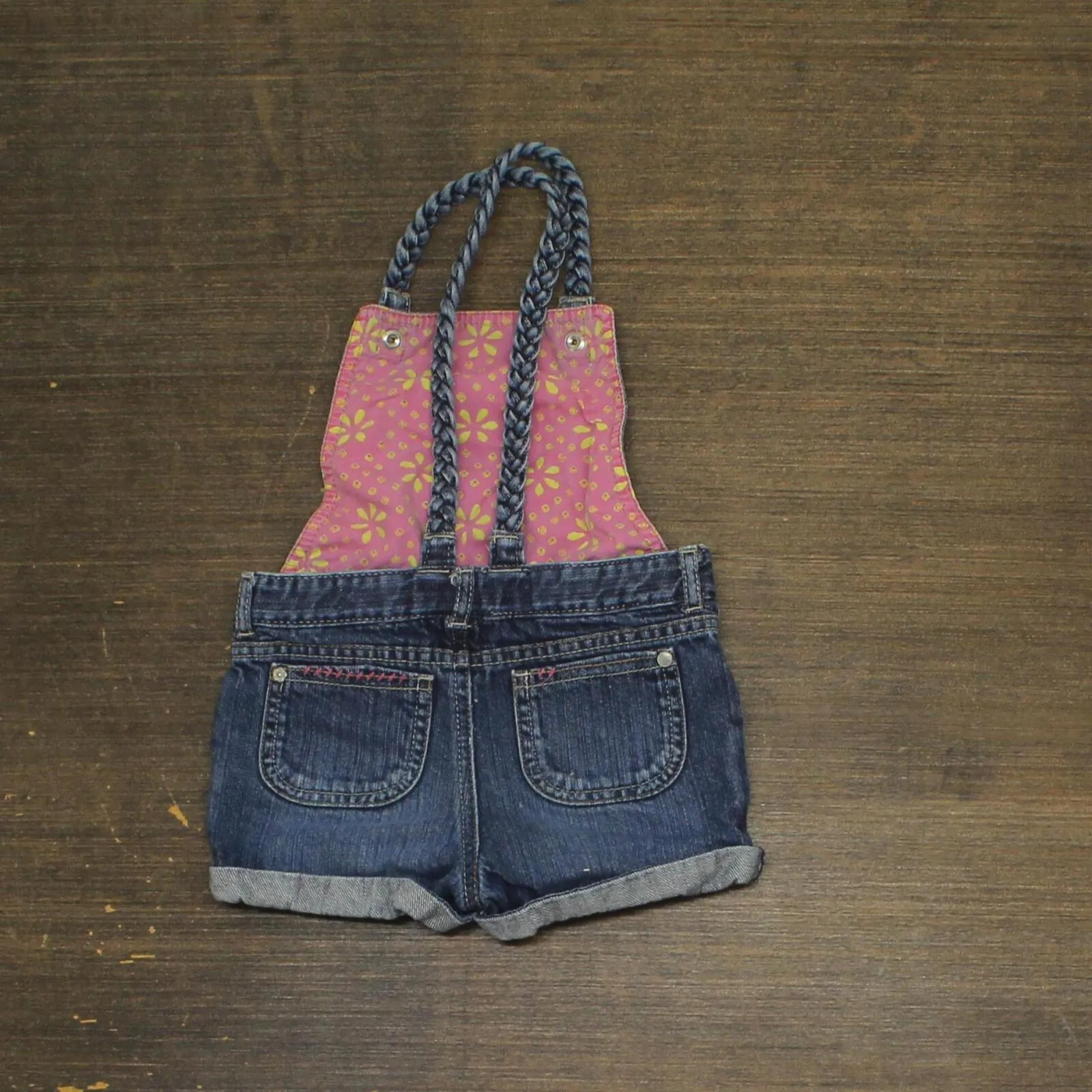 Genuine Kids Infant Baby Denim Embroidered Overalls Shorts Blue 24M
