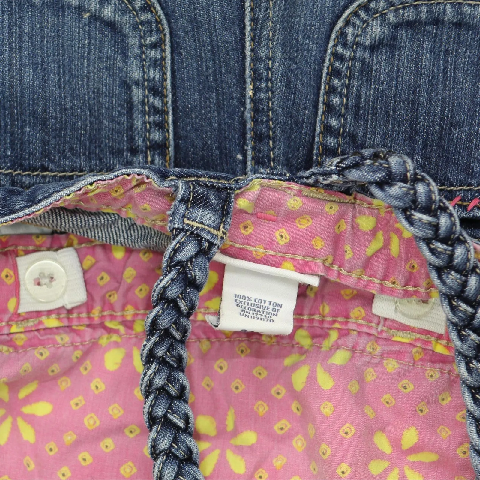 Genuine Kids Infant Baby Denim Embroidered Overalls Shorts Blue 24M