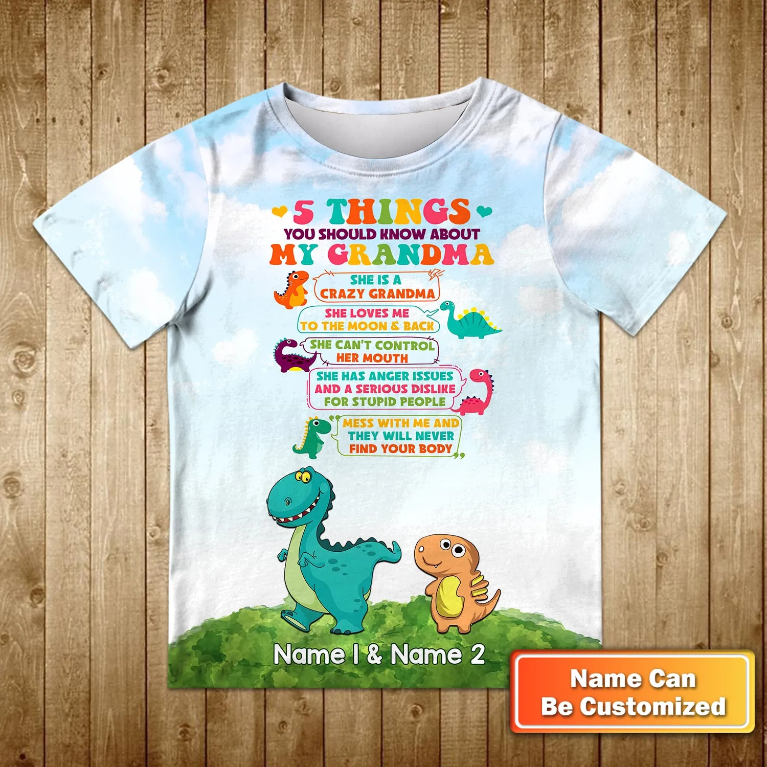 Gift for Grandkids 5 Things You Should Know About My Grandma Personalized Name 3D Kid Tshirt