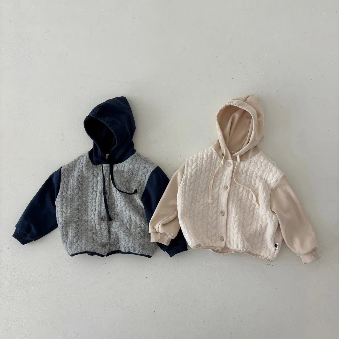 Girls & Boys Butter Button Hoodie - Melange&Navy