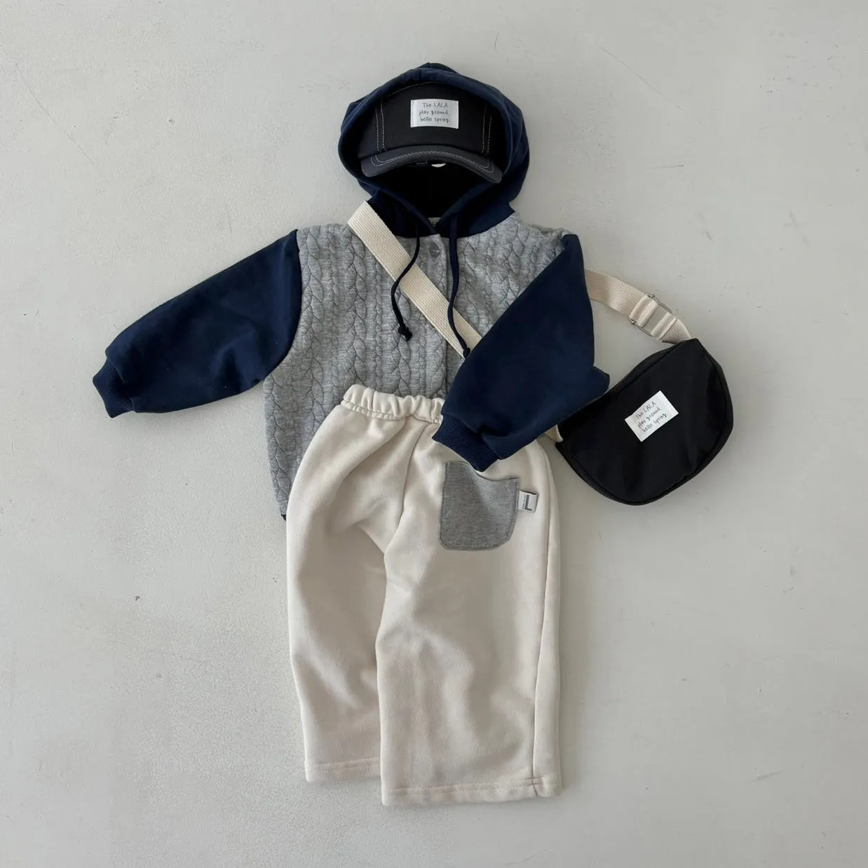 Girls & Boys Butter Button Hoodie - Melange&Navy