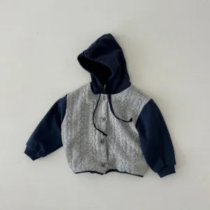 Girls & Boys Butter Button Hoodie - Melange&Navy