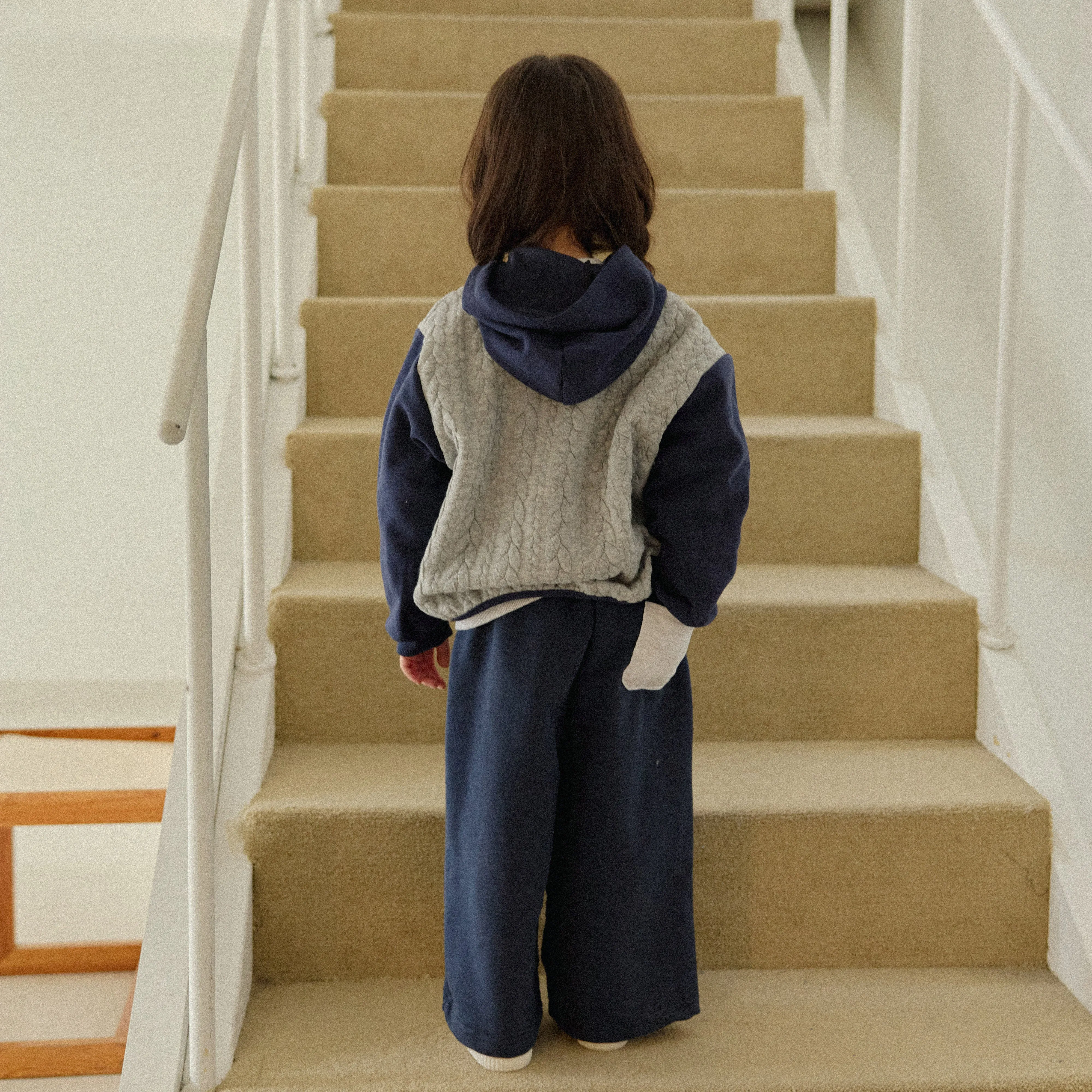 Girls & Boys Butter Button Hoodie - Melange&Navy