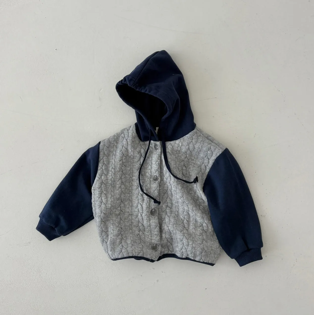 Girls & Boys Butter Button Hoodie - Melange&Navy