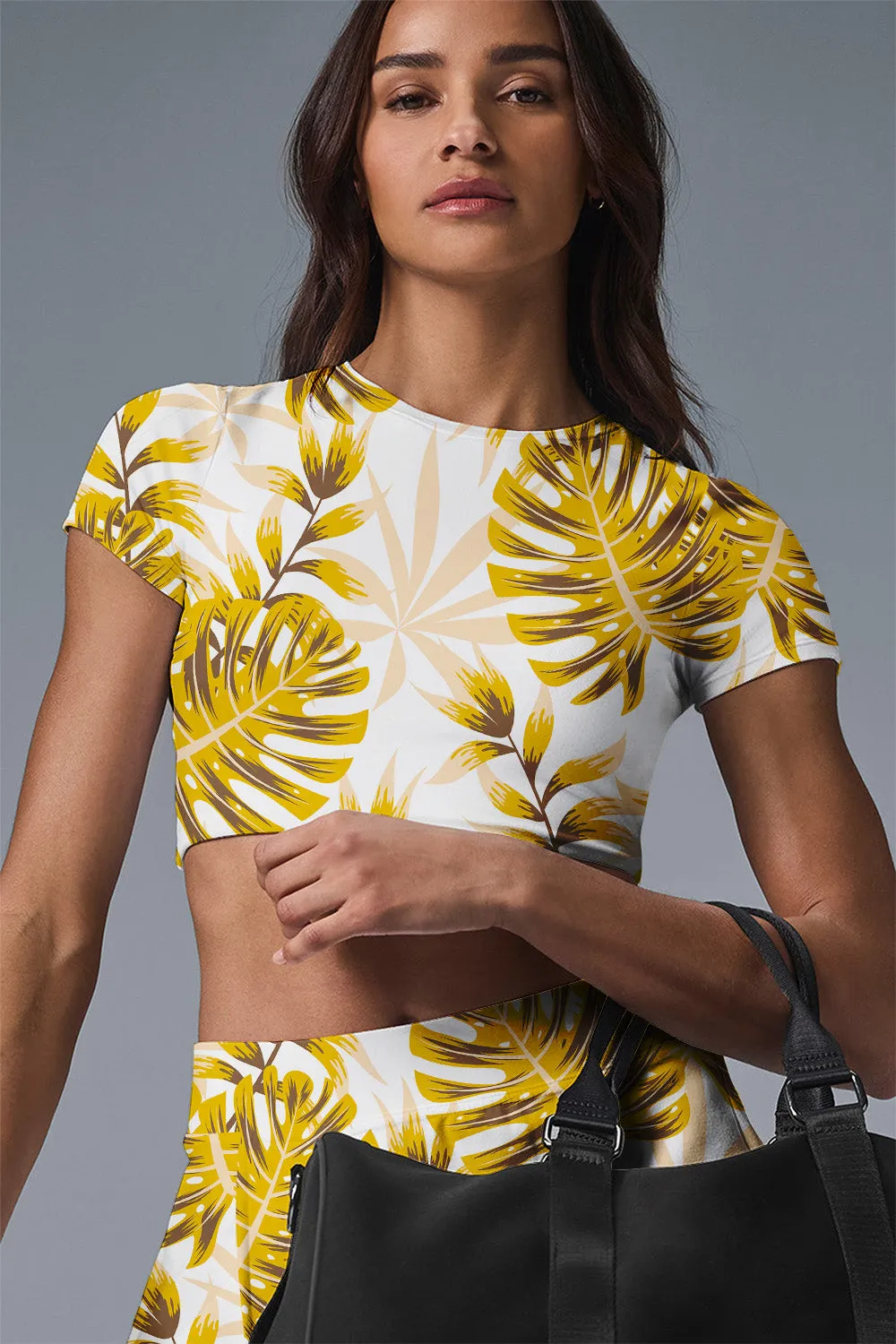 Golden Tropics Leaf Print Tennis Dress