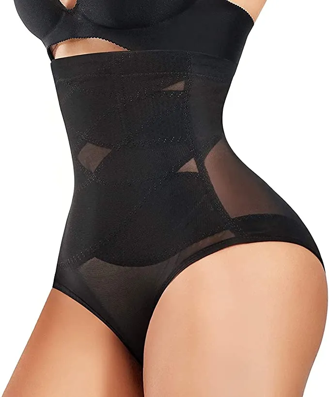Gotoly Butt Lifter Shapewear for Women High-Waist Panties Waist Trainer Double Tummy Control Body Shaper, Size Medium Black