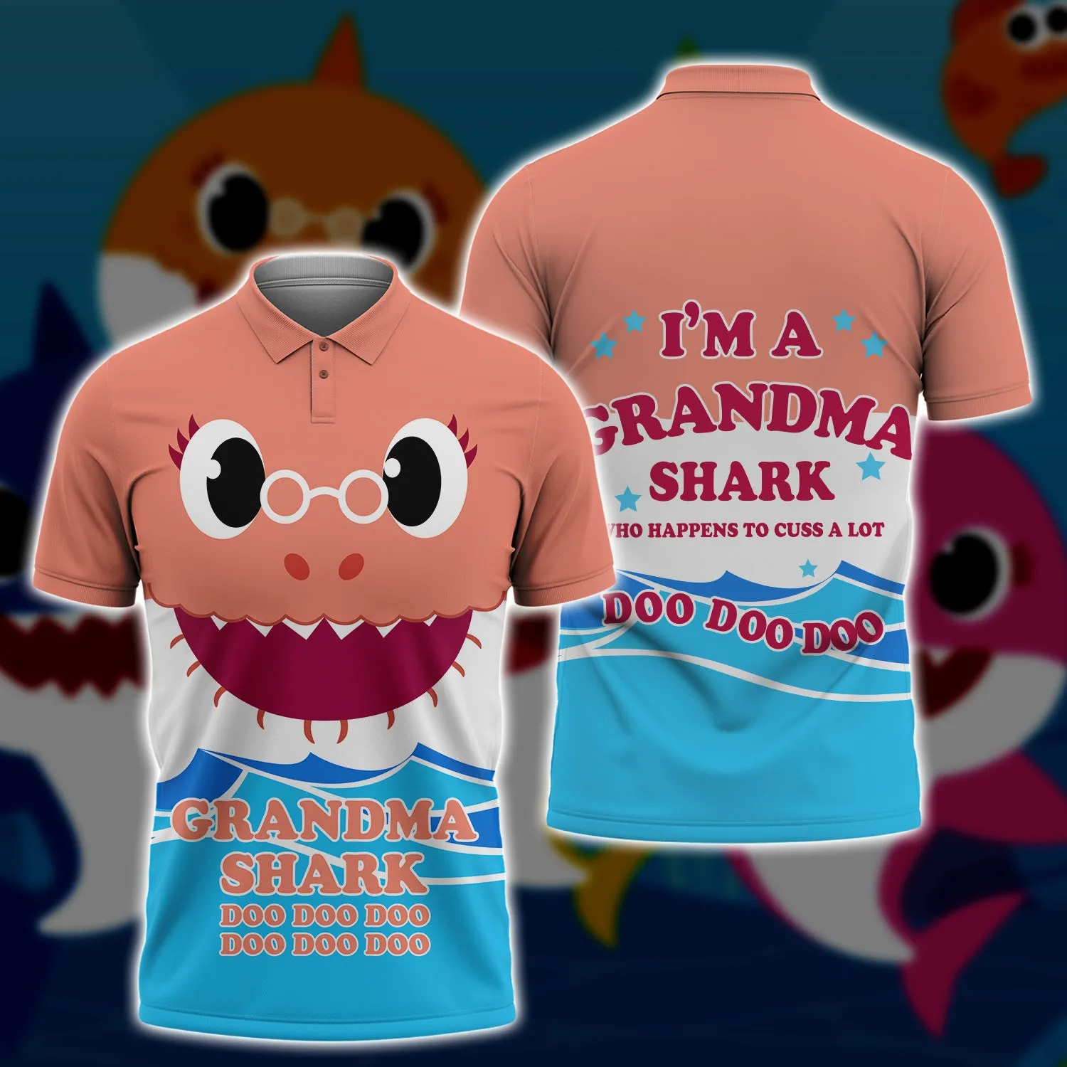 Grandma Shark Doo Doo Doo , 3D Full Print