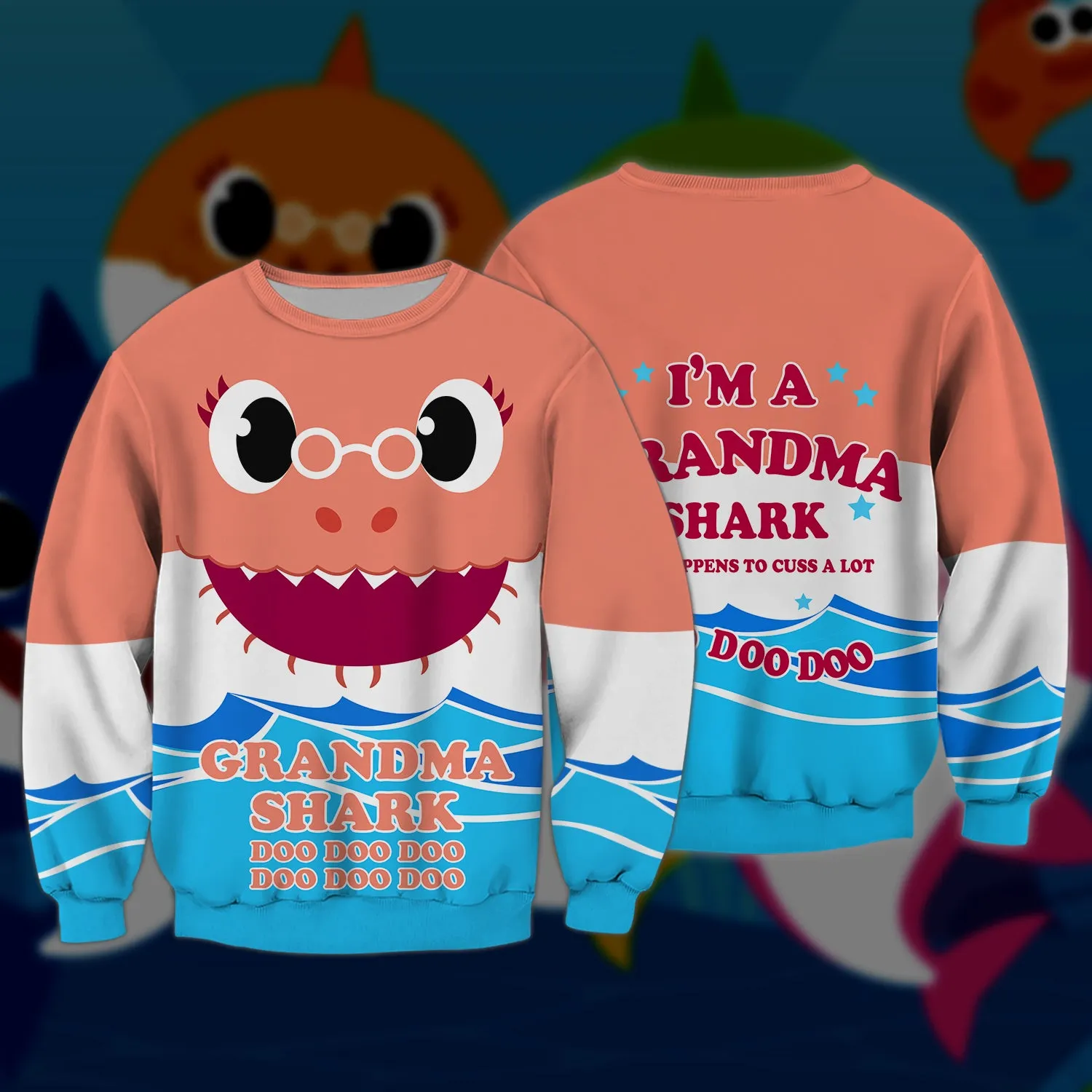Grandma Shark Doo Doo Doo , 3D Full Print