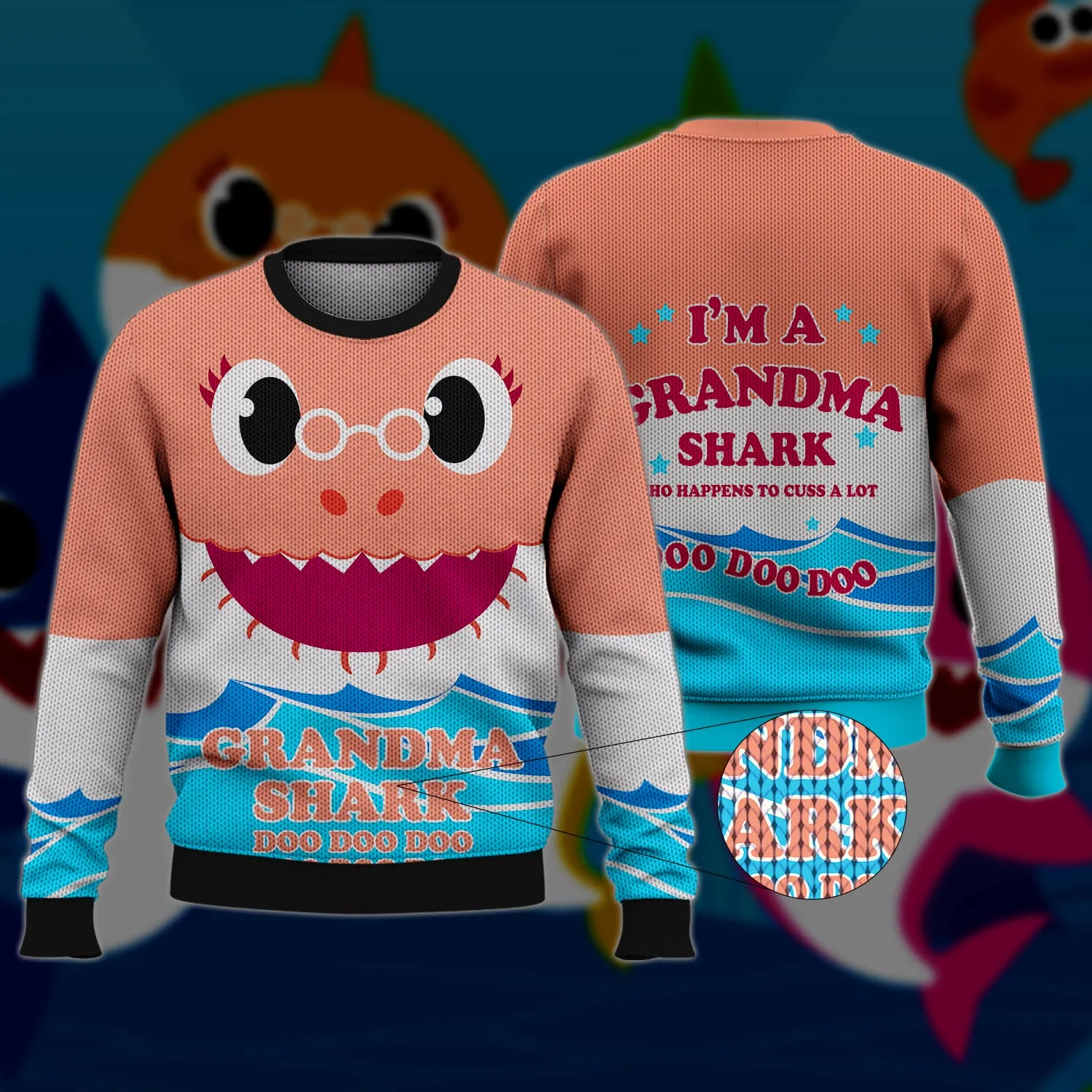 Grandma Shark Doo Doo Doo , 3D Full Print