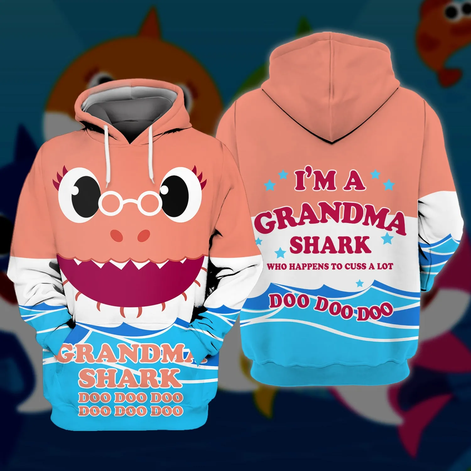 Grandma Shark Doo Doo Doo , 3D Full Print