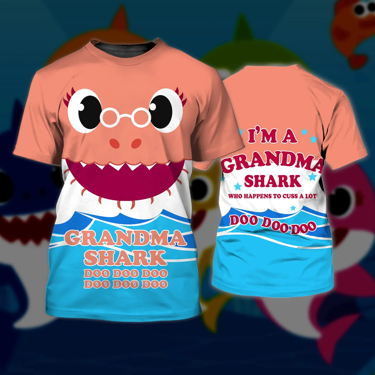 Grandma Shark Doo Doo Doo , 3D Full Print