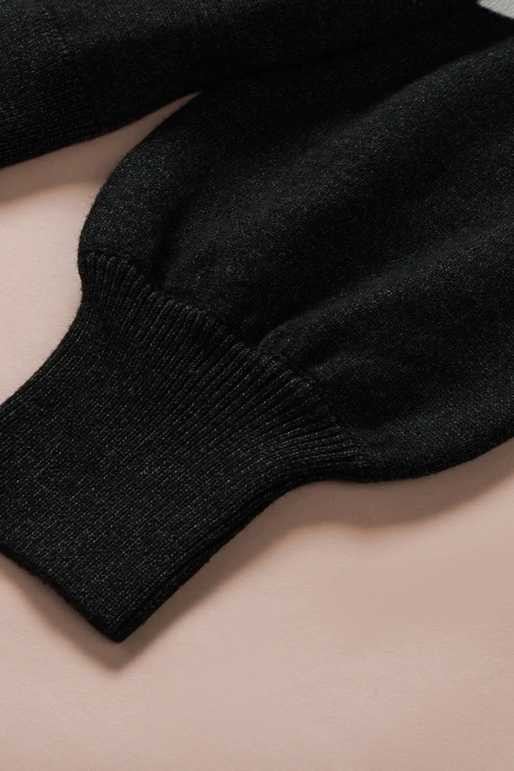 Gray Colorblock V Neck Sweater