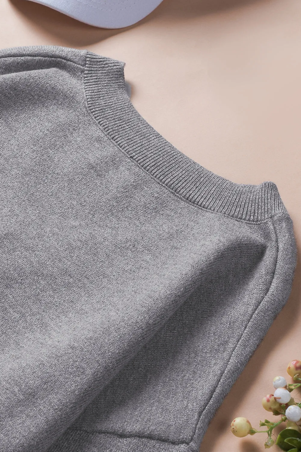 Gray Colorblock V Neck Sweater