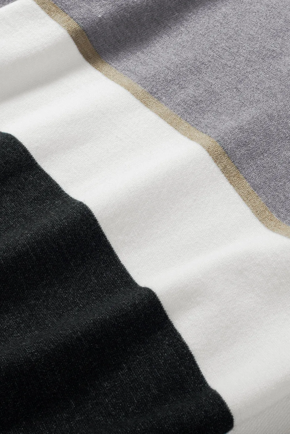 Gray Colorblock V Neck Sweater