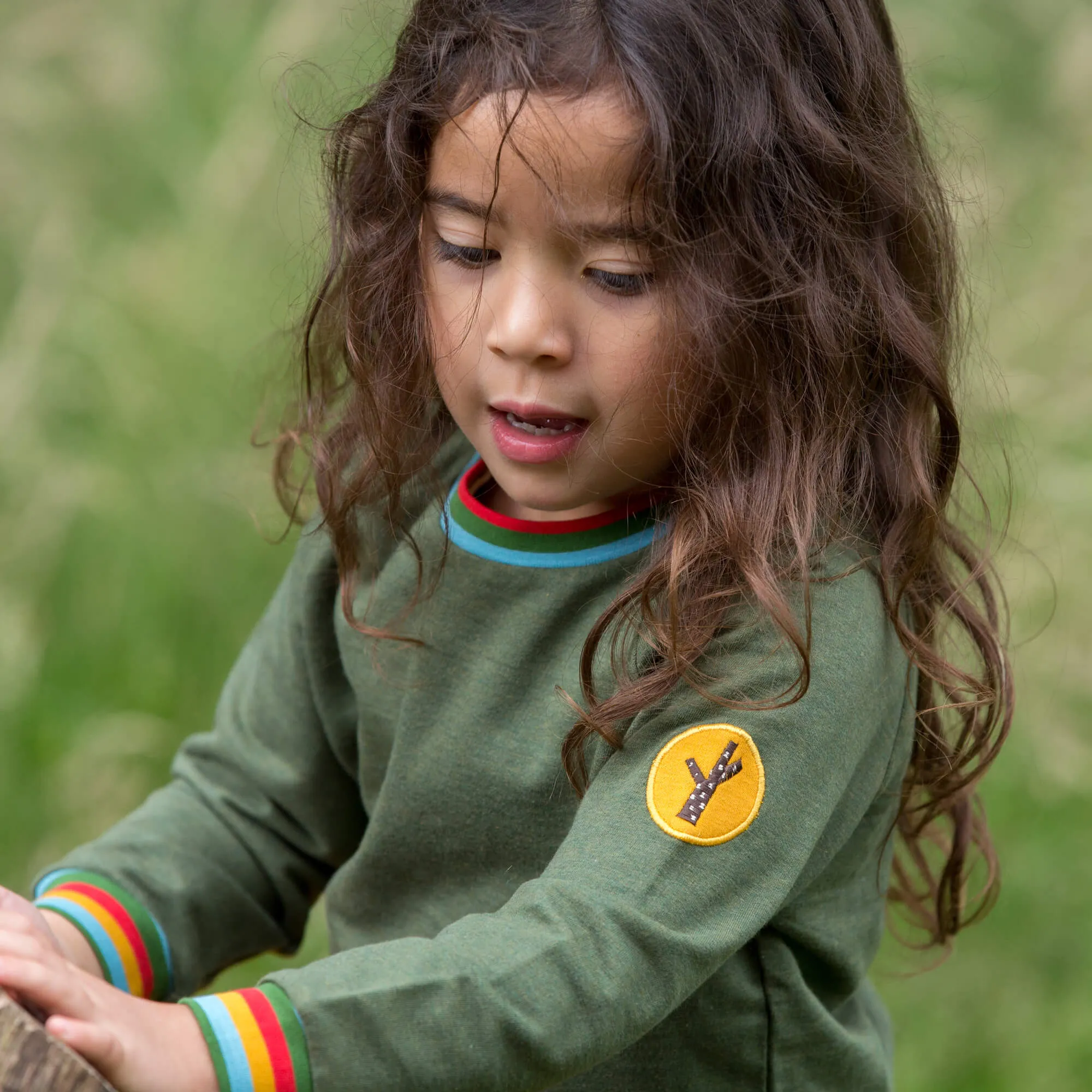 Green Marl Rainbow Raglan Sweatshirt