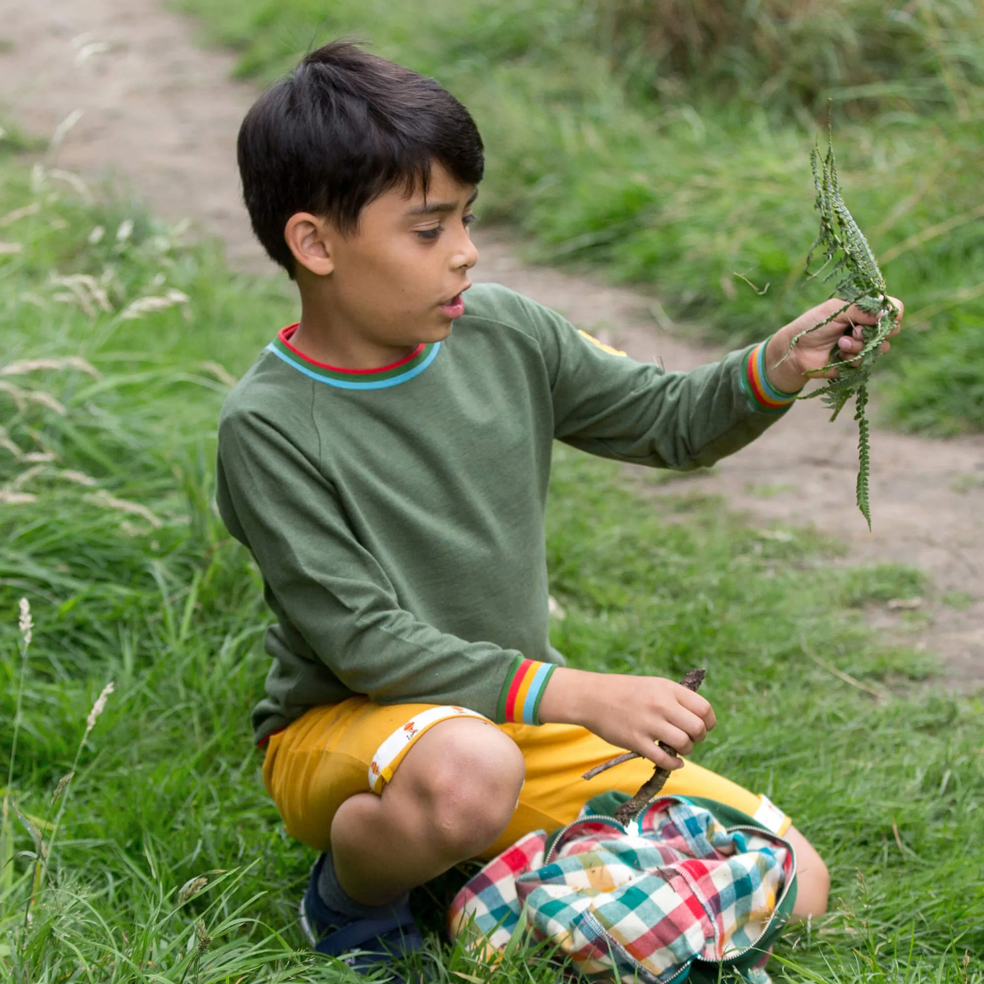 Green Marl Rainbow Raglan Sweatshirt