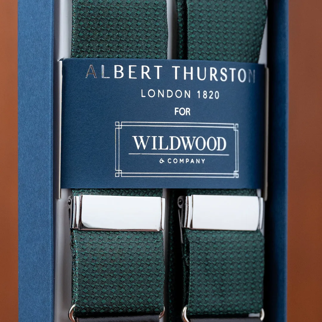 Green Solid Textured Silk Suspenders