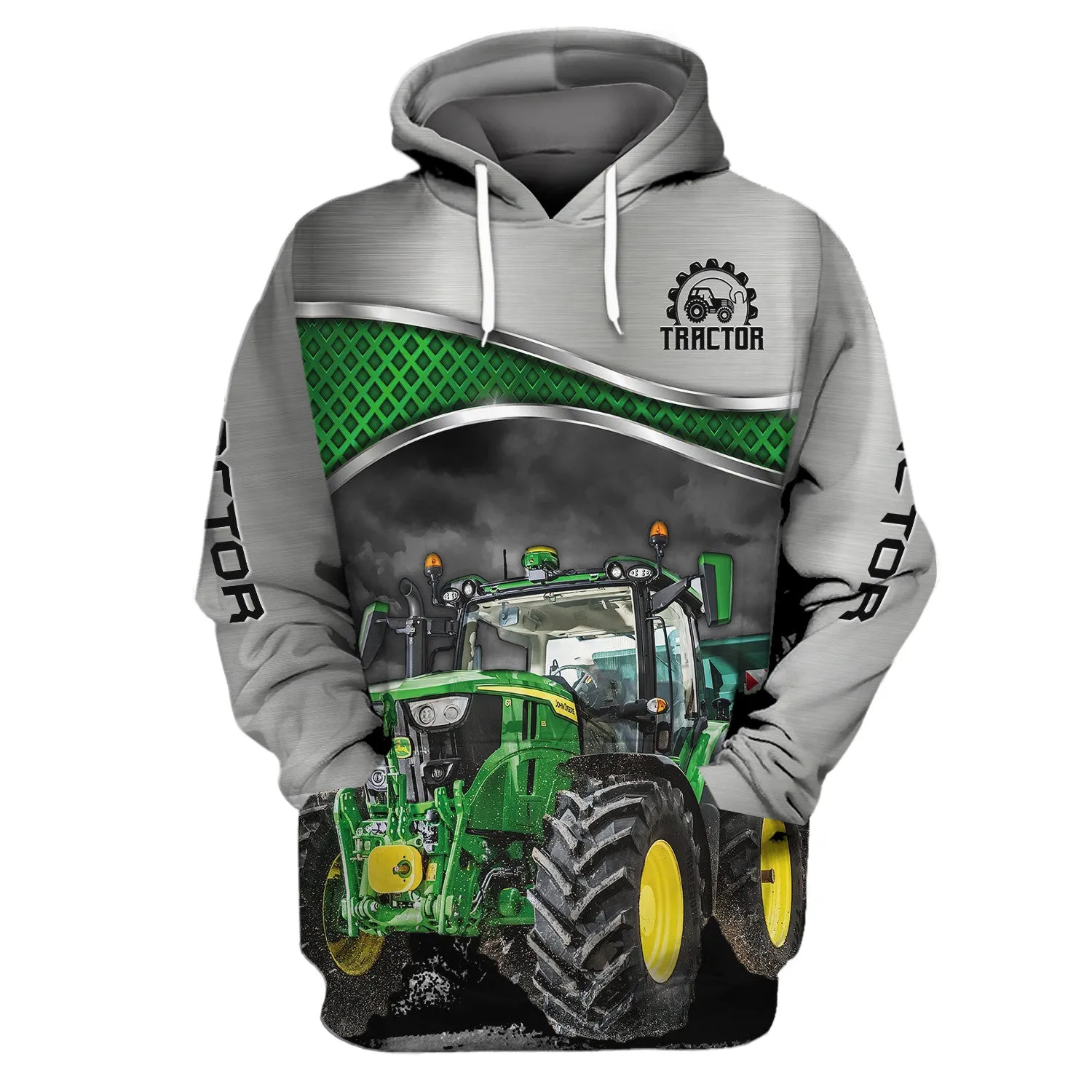 Grey & Green 3D Tractor Shirt Truck Driver Shirts Tractor 3D Hoodie, 3D Zipper Hoodie,...