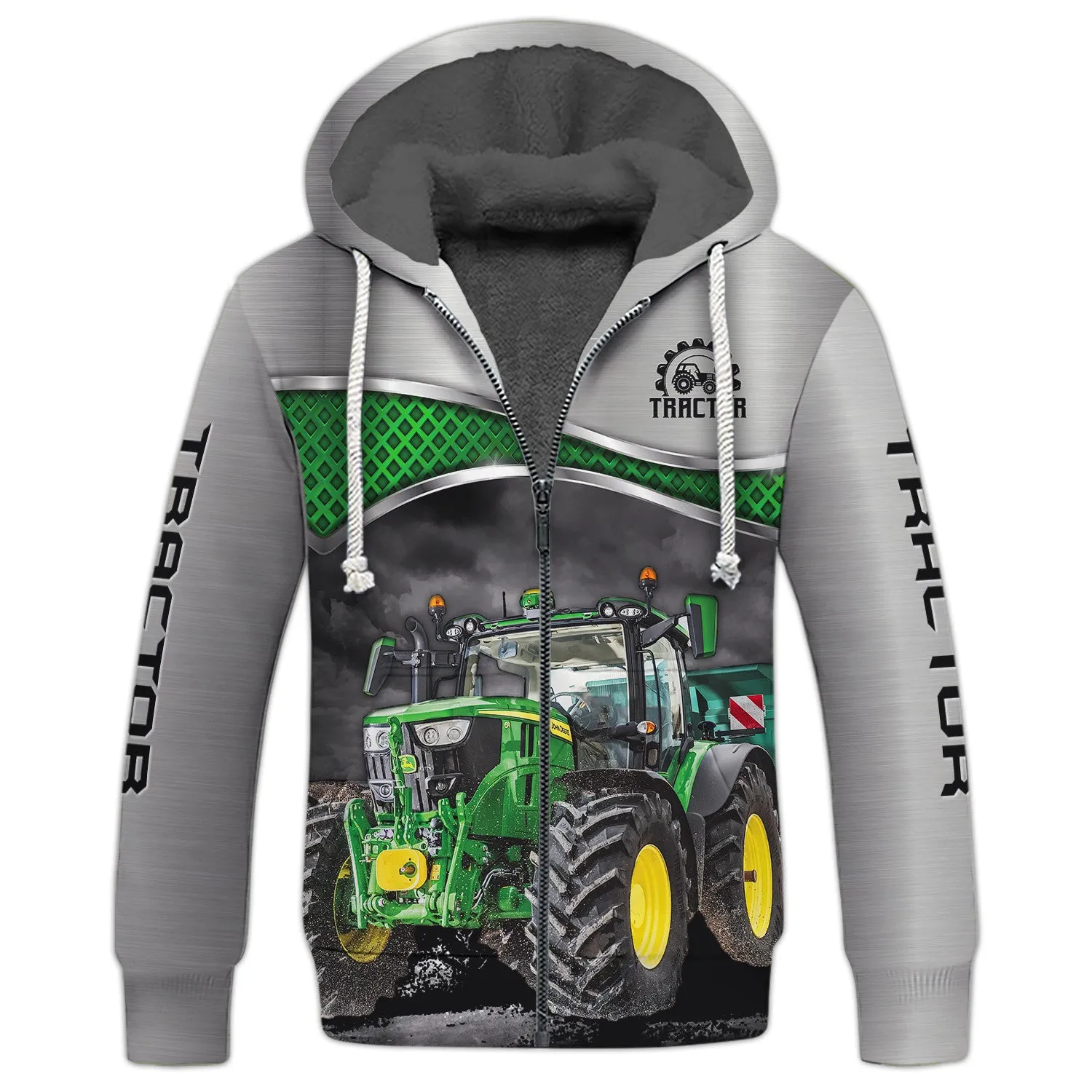 Grey & Green 3D Tractor Shirt Truck Driver Shirts Tractor 3D Hoodie, 3D Zipper Hoodie,...