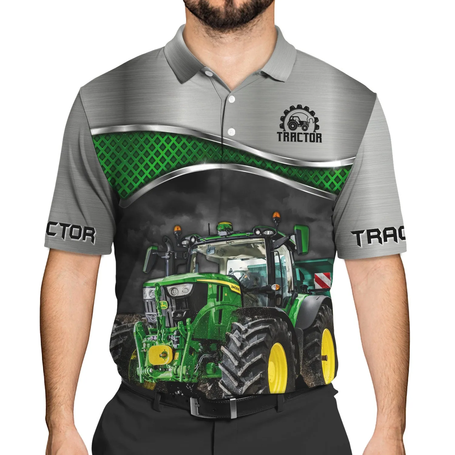 Grey & Green 3D Tractor Shirt Truck Driver Shirts Tractor 3D Hoodie, 3D Zipper Hoodie,...