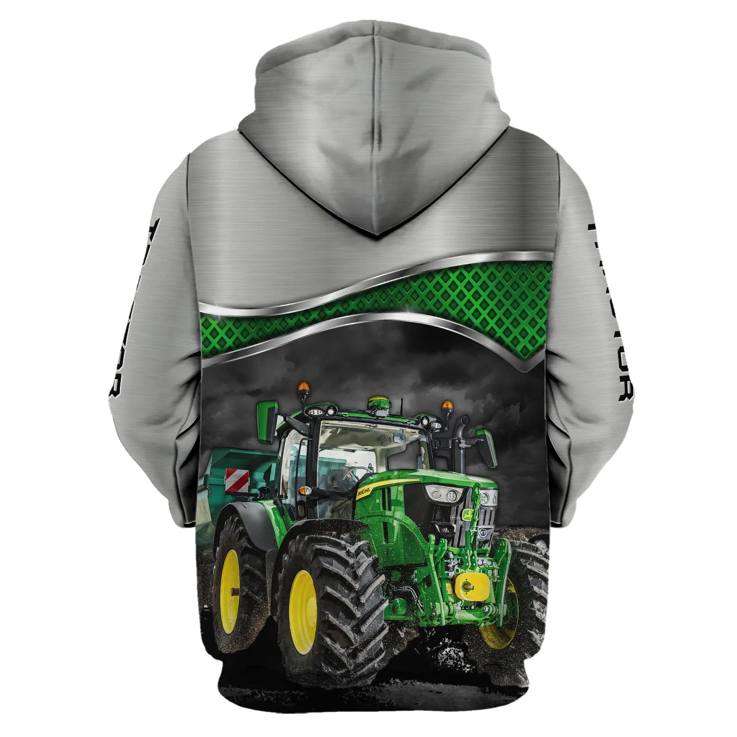 Grey & Green 3D Tractor Shirt Truck Driver Shirts Tractor 3D Hoodie, 3D Zipper Hoodie,...