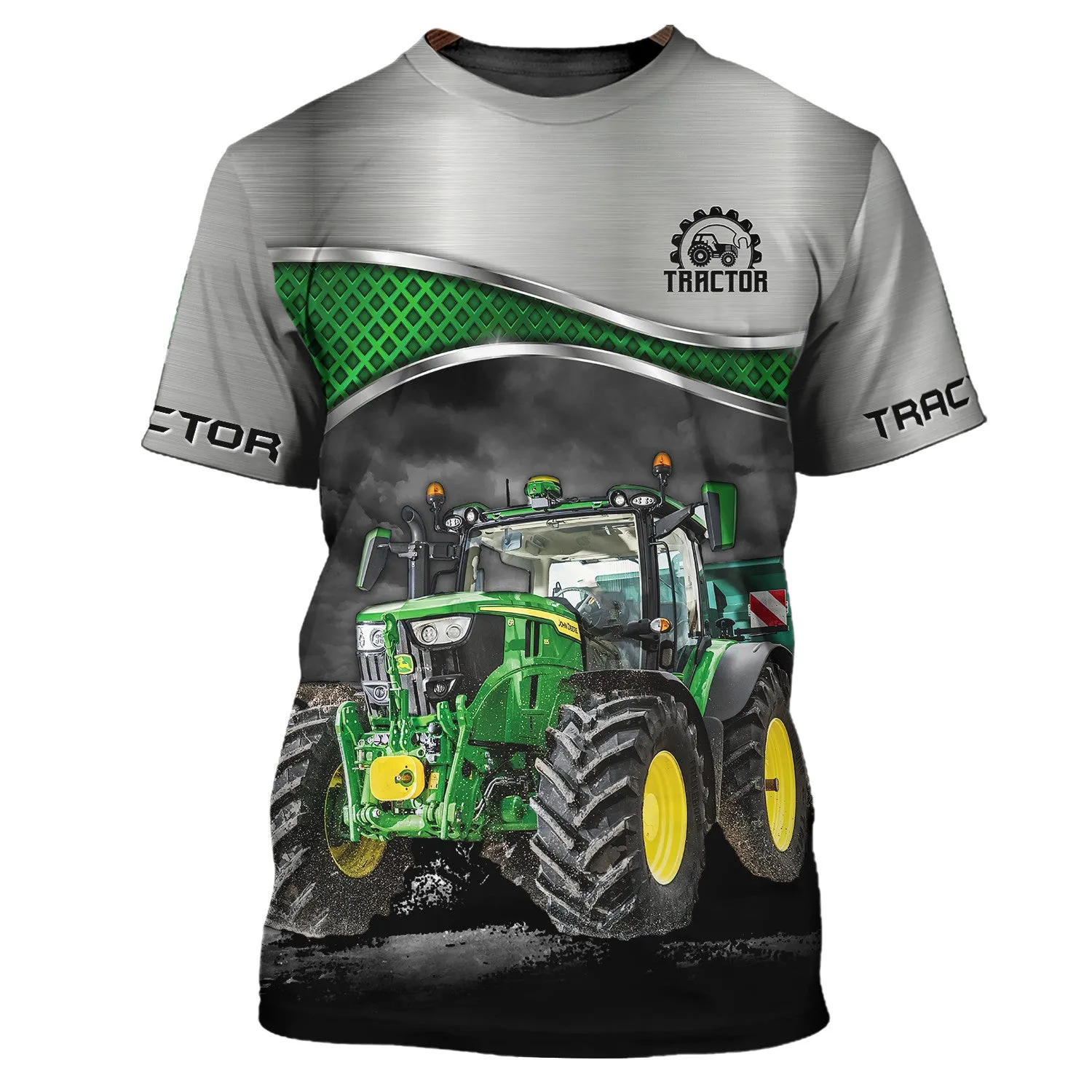 Grey & Green 3D Tractor Shirt Truck Driver Shirts Tractor 3D T-Shirt