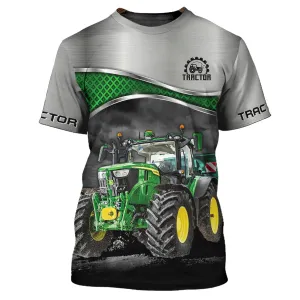 Grey & Green 3D Tractor Shirt Truck Driver Shirts Tractor 3D T-Shirt