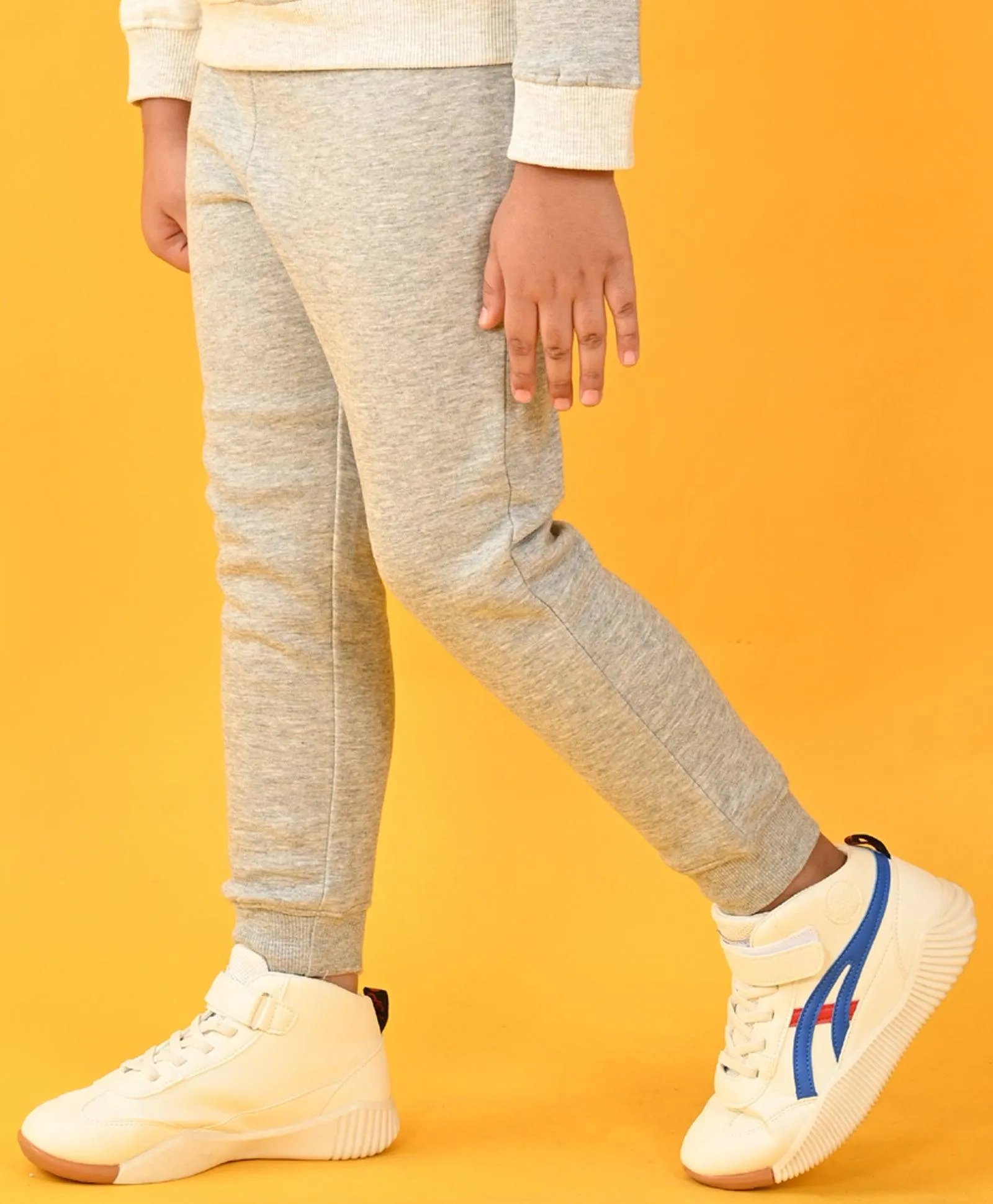 GREY MELANGE BOYS FLEECE JOGGER - GREY
